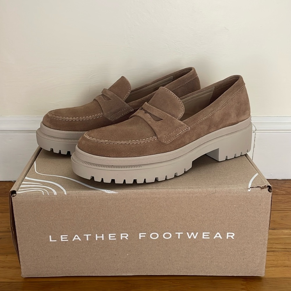 Brand new in box Patina Leather Portland Leather Zoe chunky loafer taupe size 9